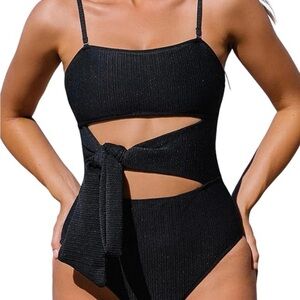 Elegant Black tie front One-Piece Swimsuit NWT